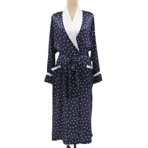 Vintage Victoria's Secret Blue & White Polka Dot Full Length Robe Medium‎ Large